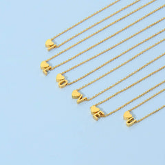 Initial Heart Necklace 18K Gold Plated Stainless Steel Tiny Heart Letter Necklace Personalized Monogram Name Necklace for Women