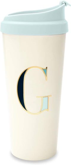 Kate Spade New York Women'S Initial Thermal Travel Mug Tumbler, 16 Ounces, G (Blue)
