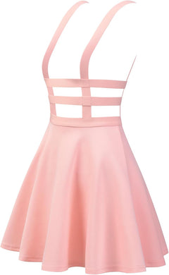 Women'S Pleated Overall Halloween Gothic 2025 Elastic Waist Kawaii A-Line Braces Suspender Skirt