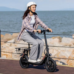 W18S 450W Motor Electric Scooter for Adults with Seat and Carry Basket, 36V 20Miles Range & 15.5Mph, 12" Foldable E Scooter for Commuting, UL 2272