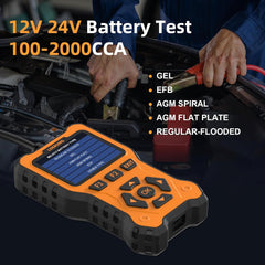 Car Battery Tester 12V 24V Load Tester,100-2000Cca Automotive Alternator Tester Battery Analyzer Digital Charg System Scan Tool Crank System Tester for Truck Marine Motorcycle SUV Boat.